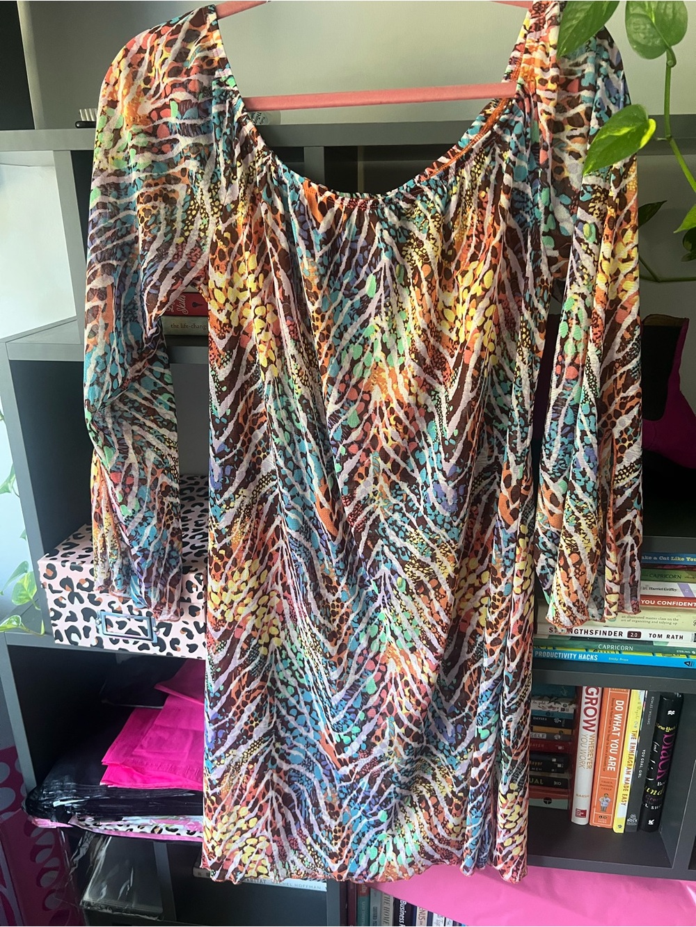Multi-Color Animal Print On/Off-Shoulder Women’s Cover Up Dress